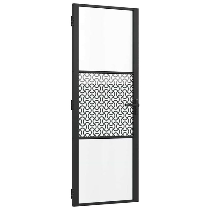 vidaXL - Glazen - deur - 76 - x - 3,5 - x - 201,5 - cm - Aluminium - Zwart