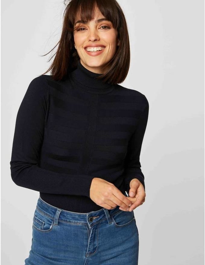 Fitted high neck sweater 132-Mentos dark brown