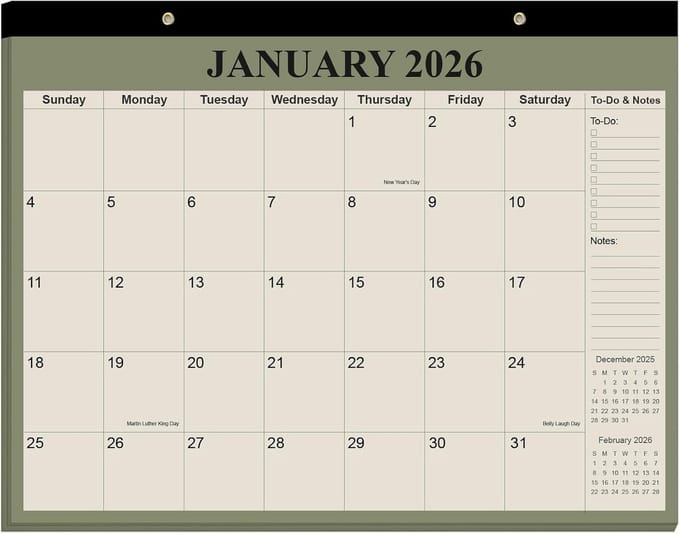 Bureaukalender 2025-2026 18 Maanden Groot Formaat voor Kantoor en Thuis