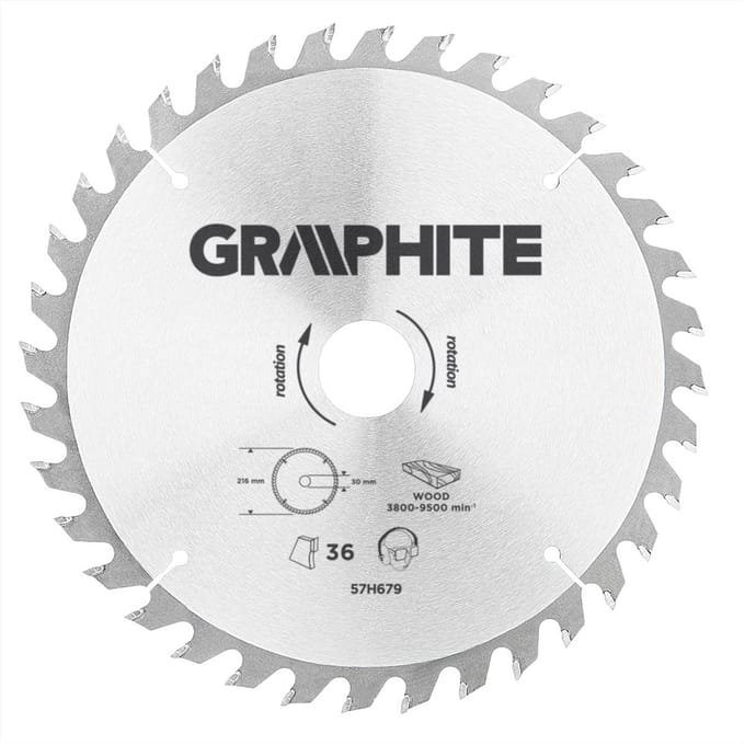 GRAPHITE Cirkelzaagblad 216 mm, 36 tands, Hout