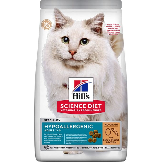 7kg Hill's Science Plan Adult Hypoallergenic No Grain met Ei & Insecteneiwit
