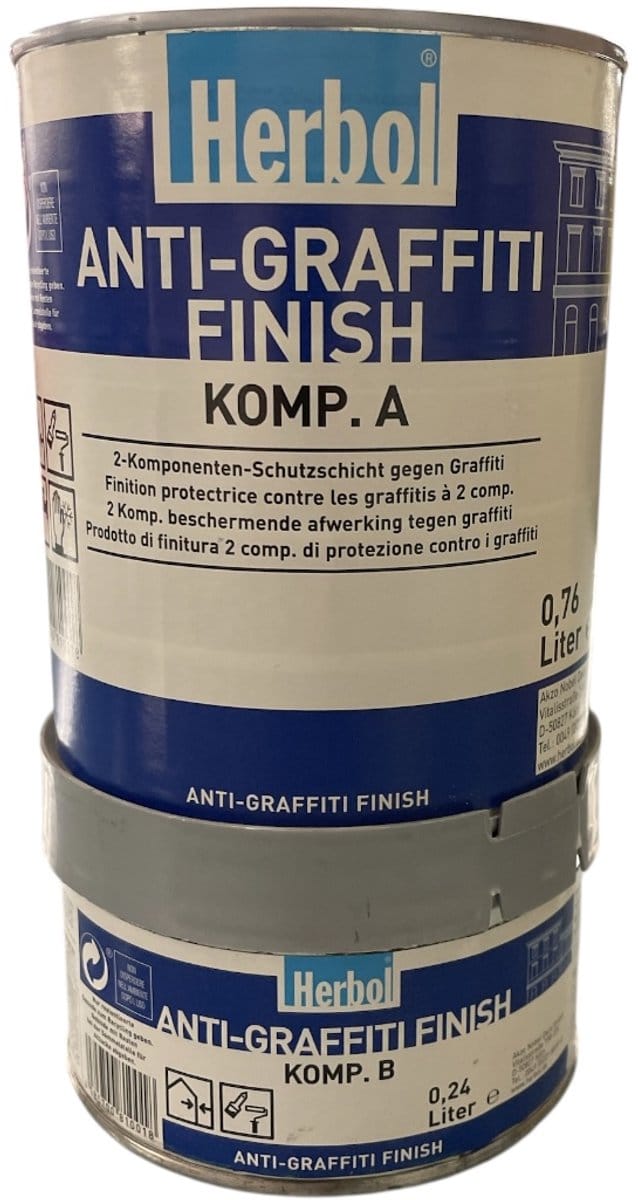 Herbol Anti Graffiti Finish - Kleurloze matte watergedragen 2 componenten eindlaag - 1 L