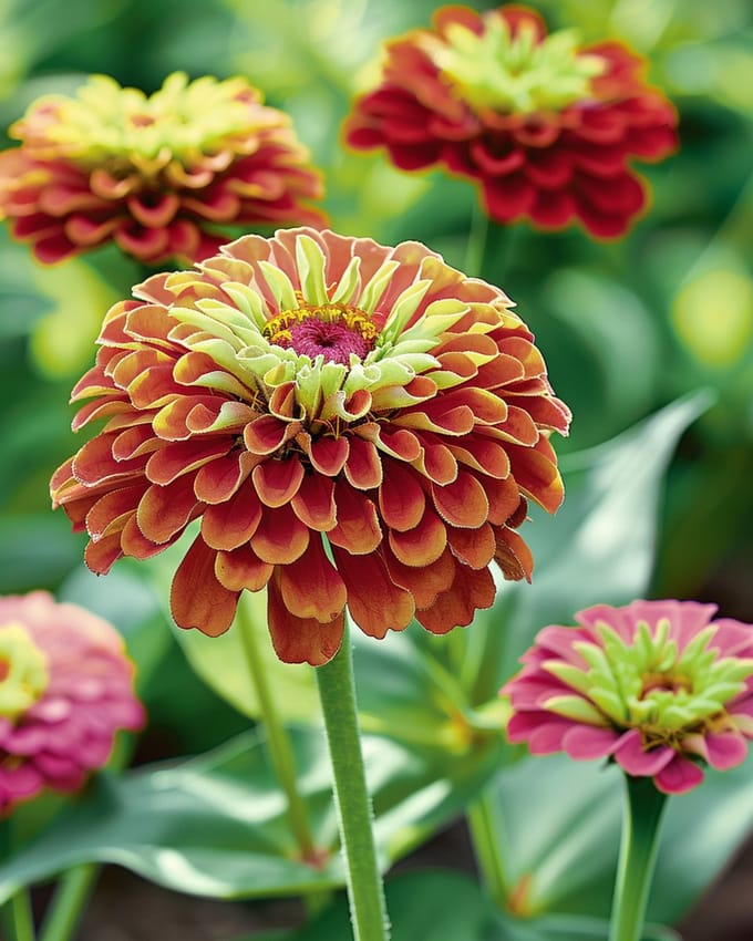 Zinnia Zaden Queeny Red Lime Zinnia Elegans Eenjarig