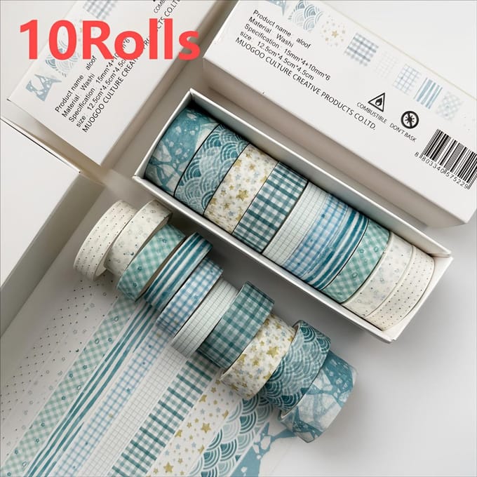 10 Rouleaux/set Ruban papier main-document journal beau ruban mignon DIY matériel décoratif autocollant