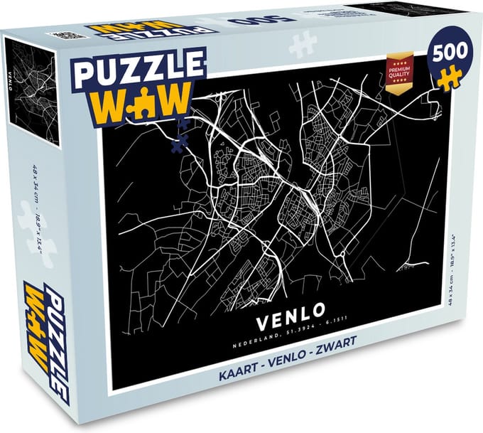 Puzzel Kaart - Venlo - Zwart - Legpuzzel - Puzzel 500 stukjes