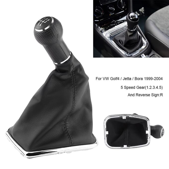 5-Traps Auto Versnellingspook Knop Schakelpookhoes Gaiter Boot Kit Voor Golf4 Jetta Bora 1999 2004 zwart
