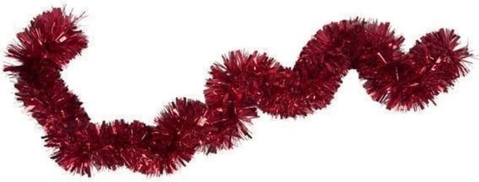 Folie slinger - 2x - rood - 15 x 200 cm - slinger - kerstboom decoratie - kerstslinger - kerstversiering