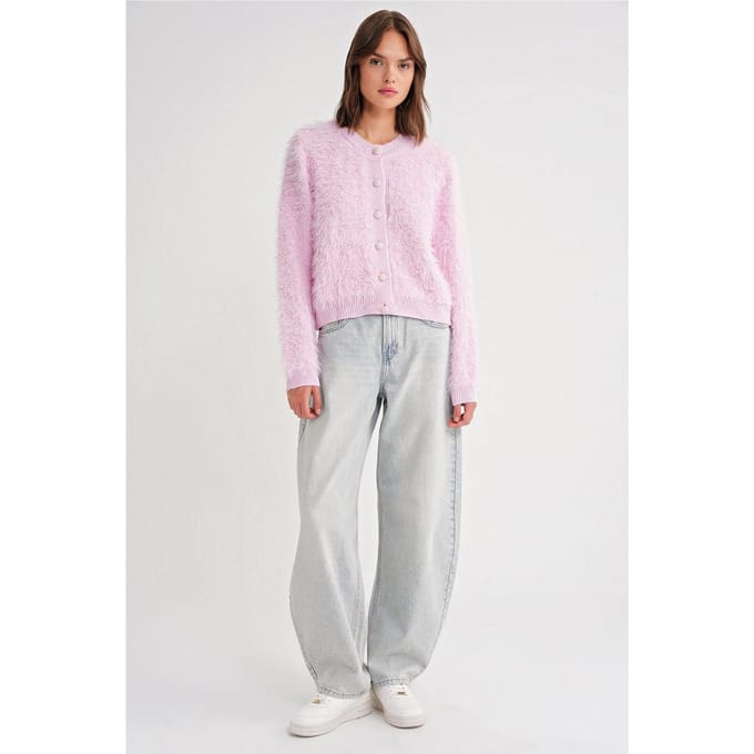 Geknoopte Pluche Textuur Cardigan