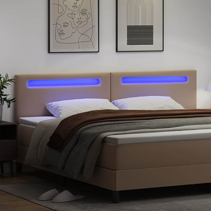 vidaXL - LED - Hoofdbord - Cappuccino - Kunstleer