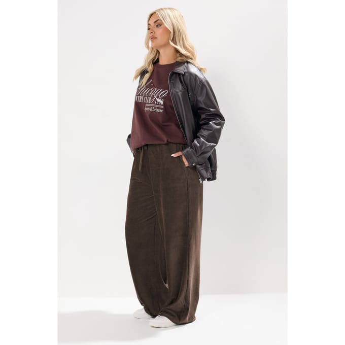 Yours Bruine Koord Trekkoord Wijde Broek Size 44