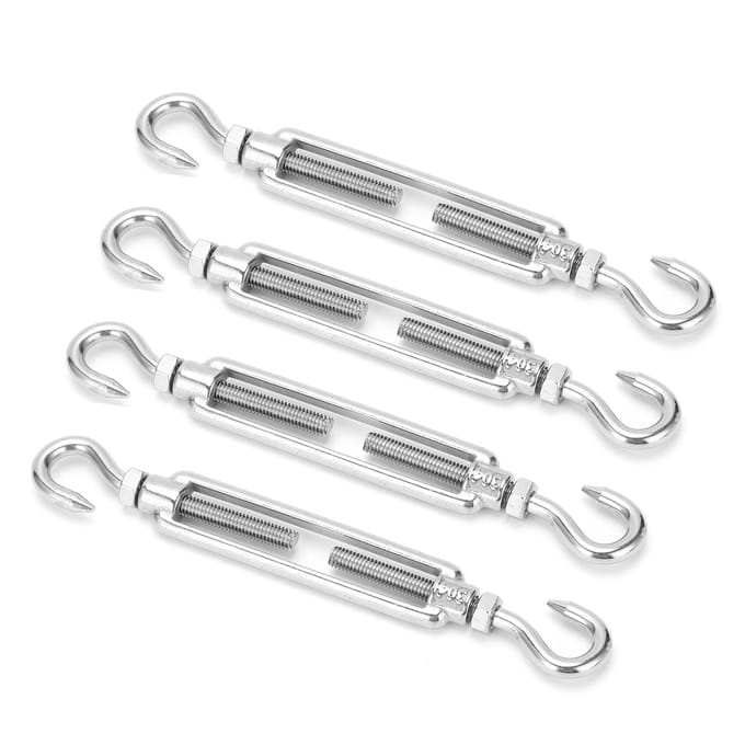 4 Stuks Haak naar Haak Spanner Roestvrij Staal Hardware Kit voor Kabel Staalkabel Spanning M6