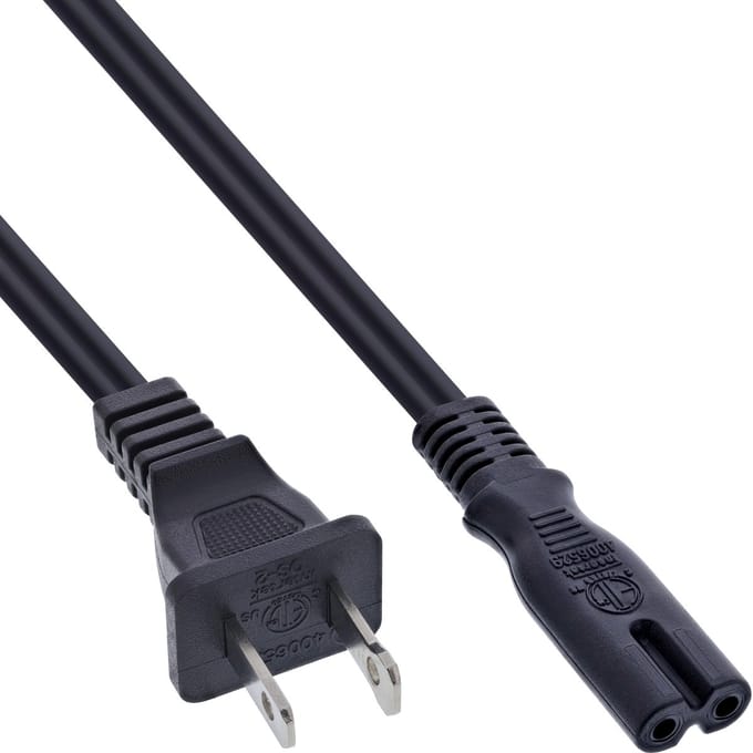 InLine USA Stroomkabel met C7 plug - zwart - 1,8 meter