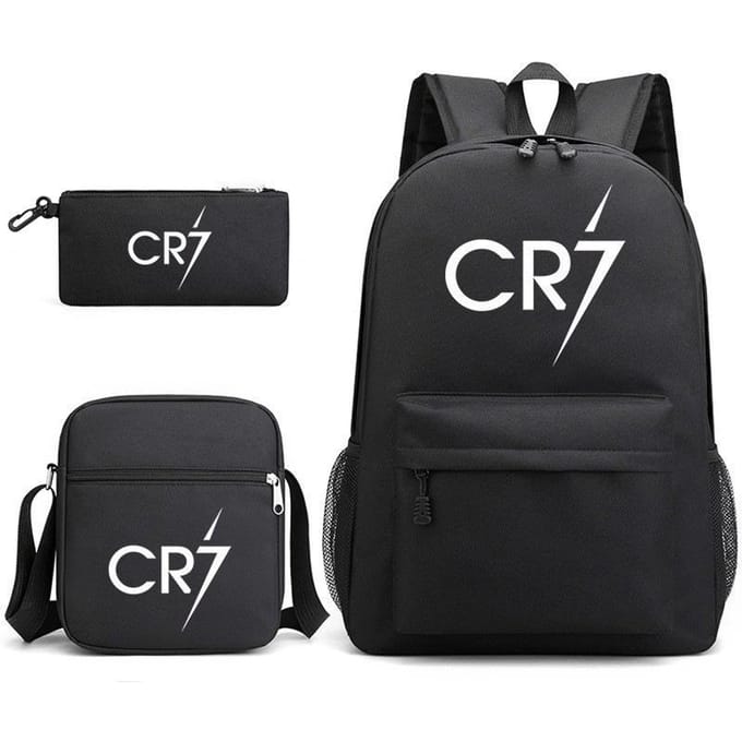 Grote schooltas met schouderband; studenten etui set van drie delen Cristiano ronaldo backpack