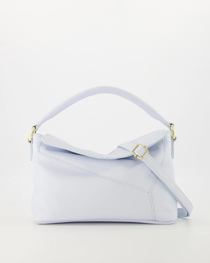 Tas -lichtblauw- leer - pastel- nieuw -trendy
