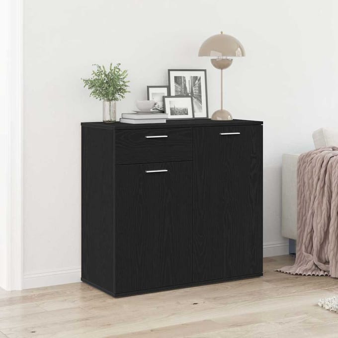 vidaXL - Dressoir - 80x36x75 - cm - bewerkt - hout - zwart - eikenkleurig