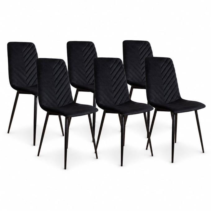 DS4U® - Gaby eetkamerstoel - Set van 6 - Zwart - Velvet