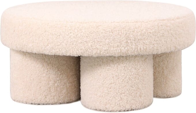 Poef Babette in stof plush wit
