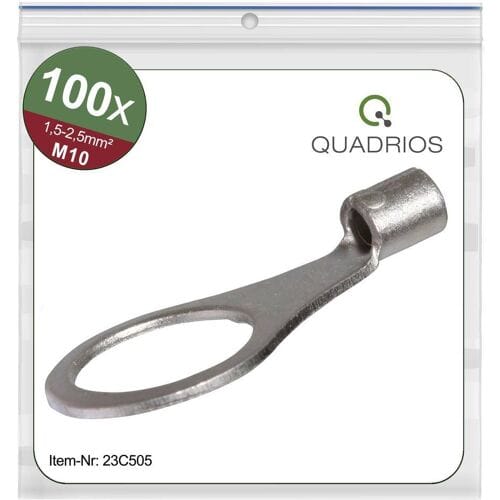 Quadrios 23C505 Ringkabelschoen Dwarsdoorsnede (max.): 2.5 mm² Schachtdiameter: 10.5 mm Ongeïsoleerd 100 stuk(s)
