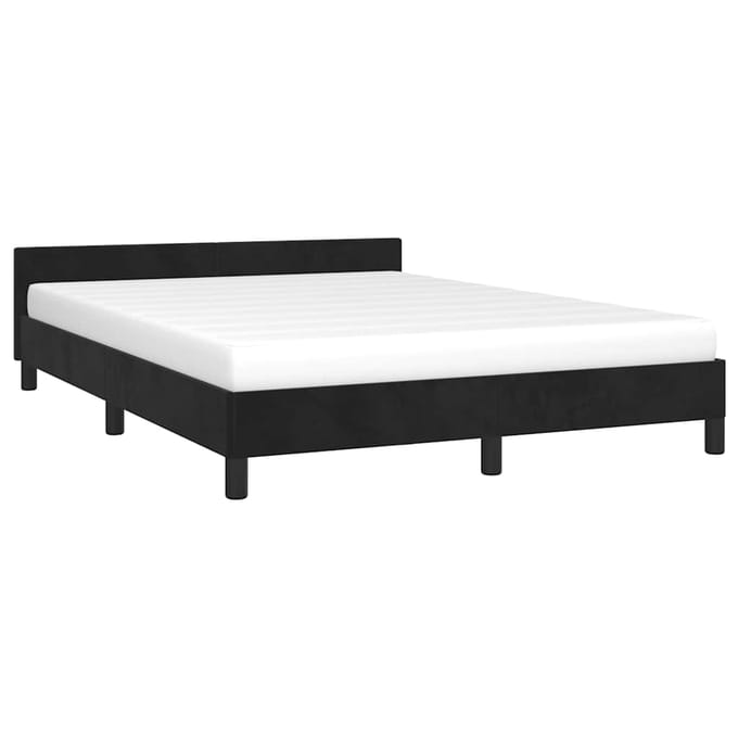 vidaXL - Bedframe - zonder - matras - 140x200 - cm - fluweel - zwart