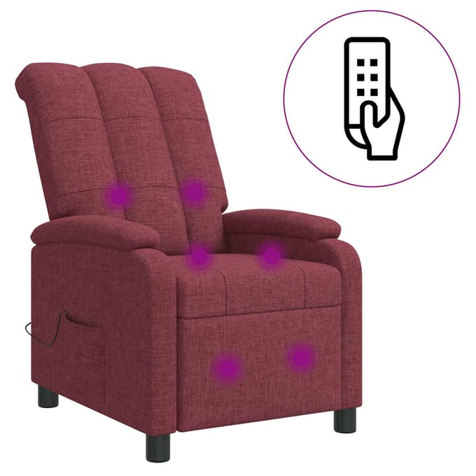 vidaXL - Massage - Relaxstoel - Wijnrood - Stof