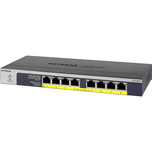 Netgear GS108PP 8-Port Gigabit Ethernet High-power PoE+ Unmanaged Schakelaar with FlexPoE (123W)