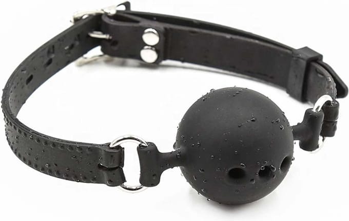 Smart Moves - Ball Gag met Gaatjes - PU Leder - Zwart