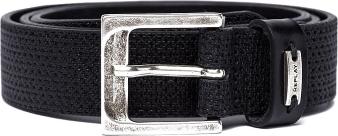 REPLAY Leren Riem Full Leather Belt W100 Black Zwart