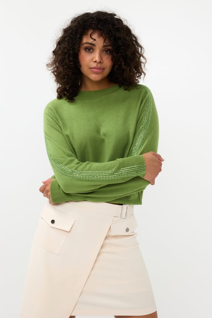 EsQualo Sweater Sleeve Studs Forest Green Taglia: S | Maglioni a maglia Outlet | Donna | Verde