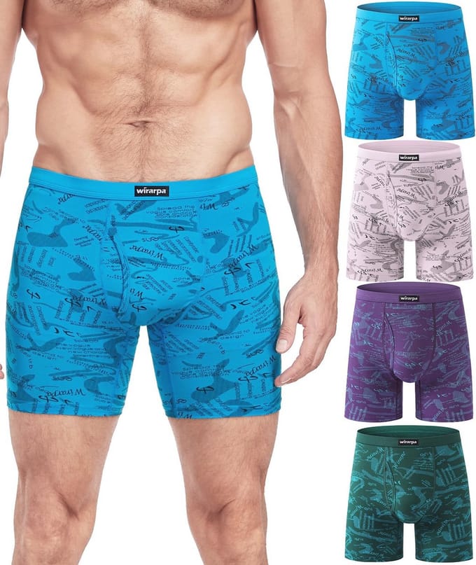 Herenondergoed Trunks Modale Boxershorts Open Fly Tagless Onderbroek voor Mannen Regular Leg 4 Pack