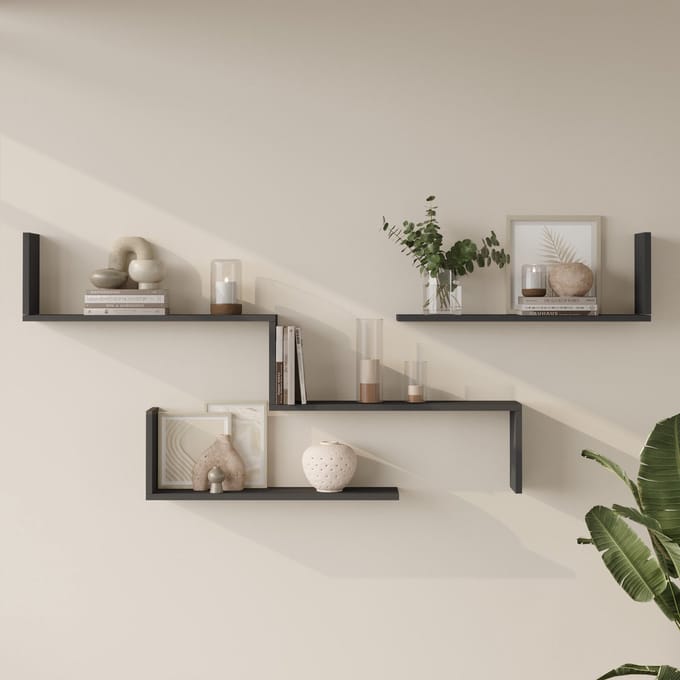 Wandrek Vepinshul set van 3 antraciet [en.casa]