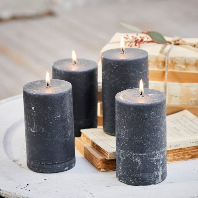LOBERON Kaars set van 4 Braga antraciet