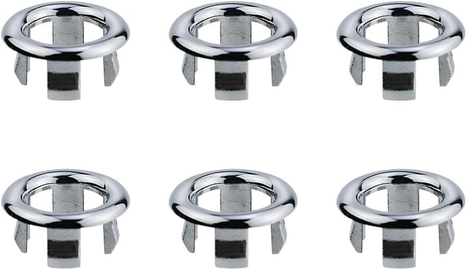 Gootsteen Overloop Ring - Wastafel Cover - Badkamer Keuken - Universele Pasvorm - 3 cm Diameter - Zilver