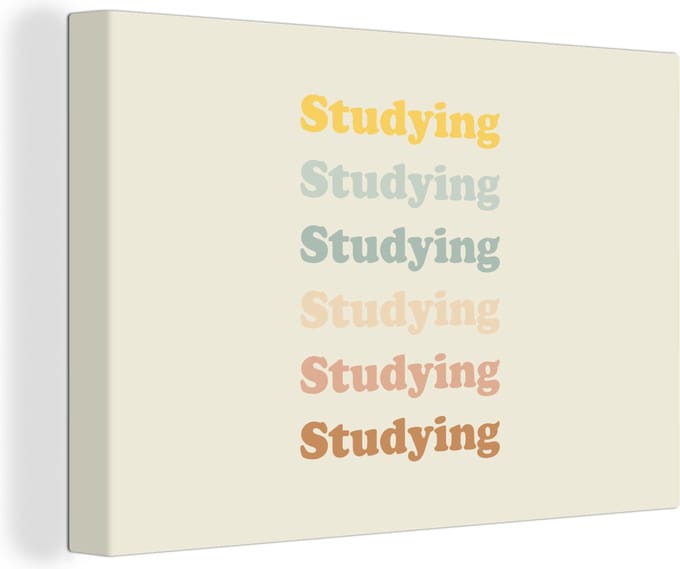 Canvas Schilderij Quotes - Studenten - Studeren - Motivatie - 90x60 cm - Wanddecoratie