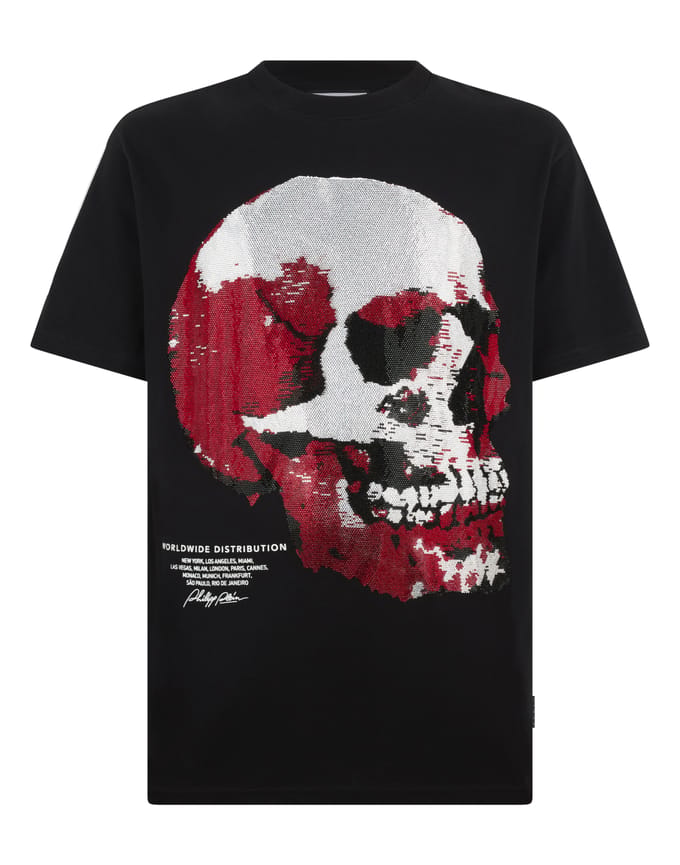 Round Neck T-Shirt Red Skull Skull