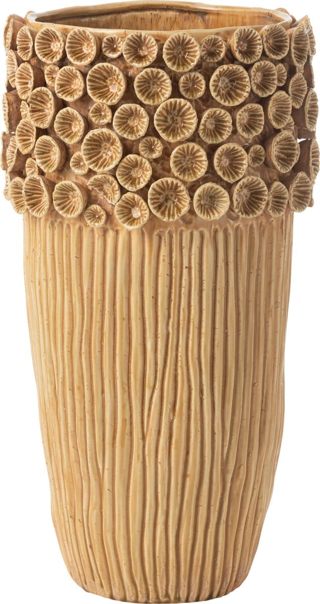 J-Line vaas Koraal Hoog - keramiek - geel - large - 56.5 cm hoog