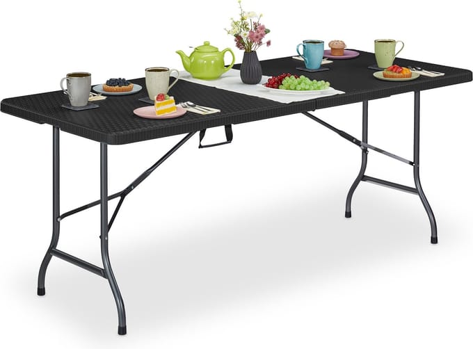 tuintafel inklapbaar - rotan look - 72 x 180 x 74 cm - handgreep