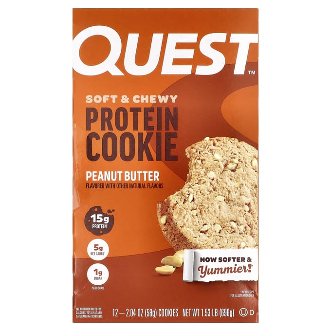 Quest Nutrition, Biscuits Protéinés, Beurre de Cacahuète, 12 Biscuits, 58 g (2,04 oz) chaque