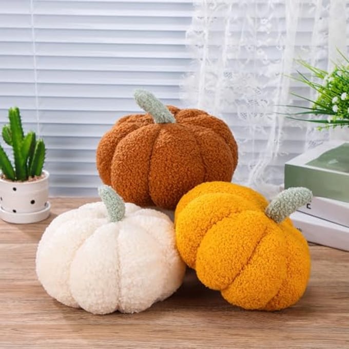 Pompoenkussens Set van 3 - 3D Kussens voor Halloween en Thanksgiving