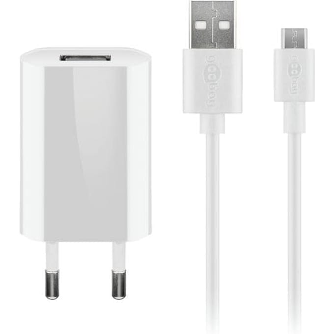 Goobay platte USB lader | incl. Micro USB kabel | 5W | wit | 1 meter