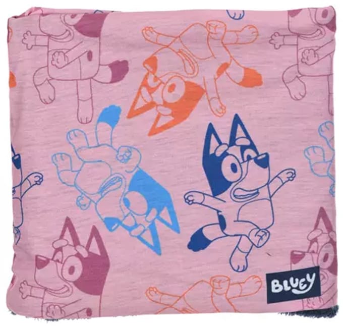 Bluey Colsjaal Roze – Kindercolsjaal met Silhouet Design – Fleecevoering – 3-6 Jaar