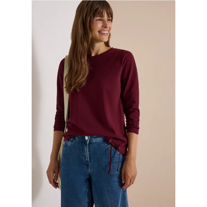 Longsleeve met ronde hals en tunnelkoord