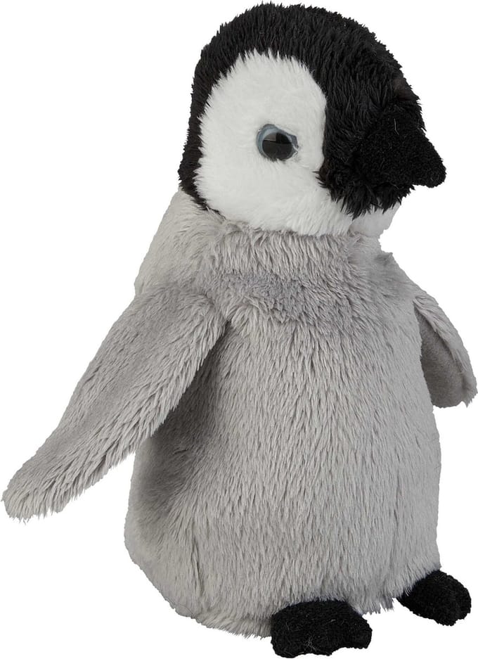 Ravensden pluche knuffel - pinguin kuiken - grijs - 15 cm - Pooldieren knuffeldier