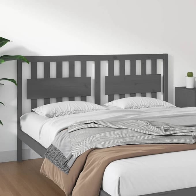 vidaXL - Hoofdbord - 165,5x4x100 - cm - massief - grenenhout - grijs