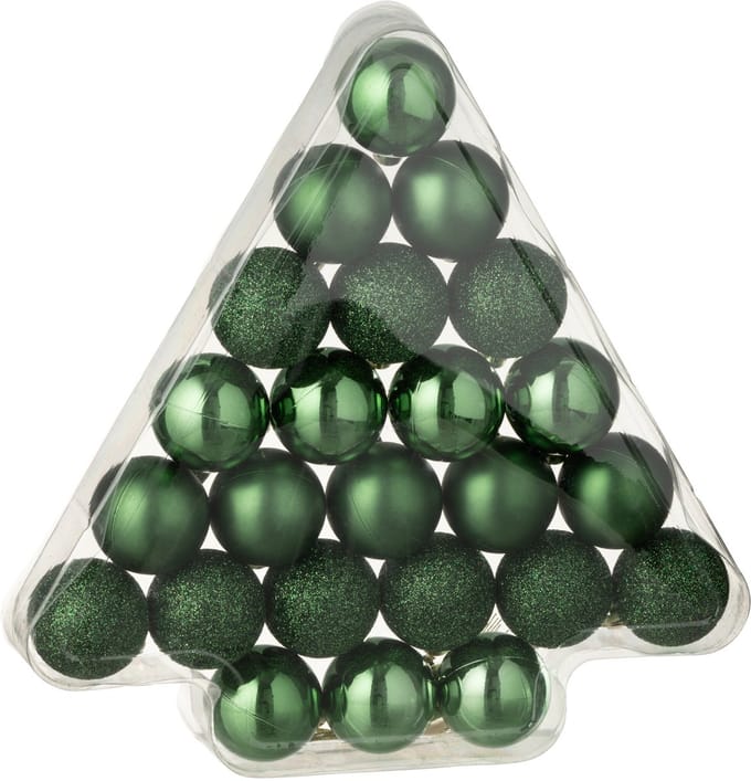 J-Line kerstbal - kunststof - groen - doos van 24