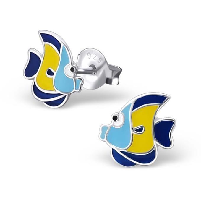 Princess Oorbellen Vis Blue - 925 Zilver E-Coating - Dier - 7x6mm