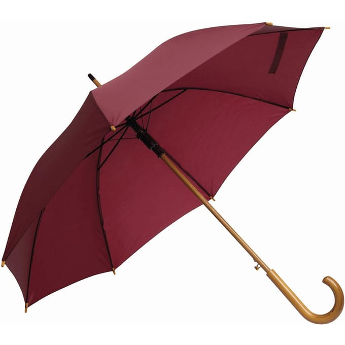 L-Merch Tango Houten Handvat Automatische Stokparaplu 89cm x rood