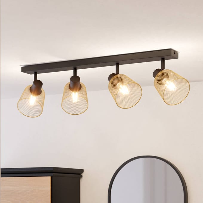 EGLO Coslada Spot - E27 - 79 cm - Zwart|Goud - mesh