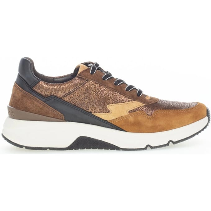Gabor rollingsoft sensitive 76.898.44 - dames rollende wandelsneaker - Bruin - maat 37.5 (EU) 4.5 (UK)