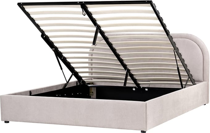 QUILLIEN - Bed met opbergruimte - Taupe - 160 x 200 cm - Polyester