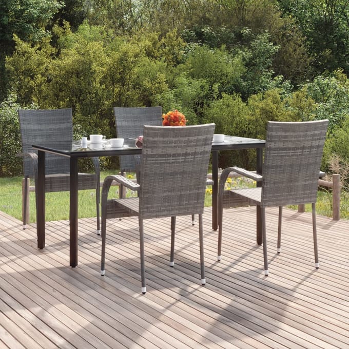 vidaXL - 5-delige - Tuinset - poly - rattan - grijs